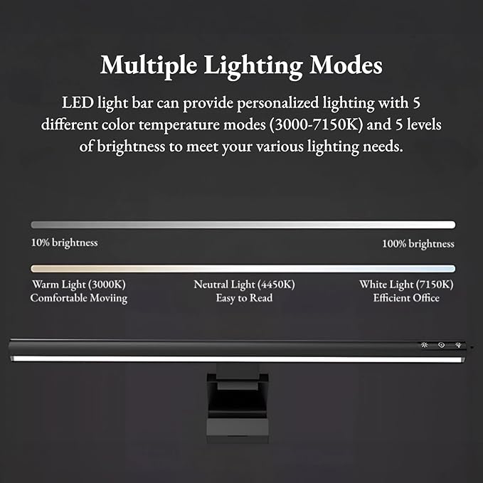 Generic Monitor Light Bar, USB Computer Monitor Lamp, Eye Care Screen Light Bar, Adjustable 5 Color Temperatures, Stepless Dimming, No Screen Glare Desk lamp Home Office Game (300SA)
