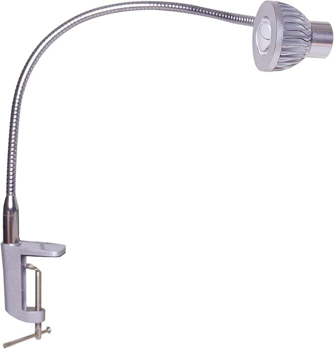 Hersi High Bright 5w 35‘’Long Flexible Arm Desk Lamp Metal Architect LED Task Light with Clamp, Adjustable Folding Twin-Arm Clip-on Table Lamp,Black for Home Office (Silver)