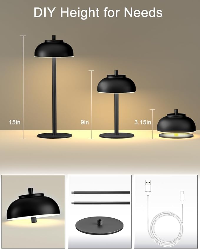 4 Pack Led Cordless Table Lamps Rechargeable,Table Lights Battery Operated-IP65 Waterproof-for Outdoor Patio/Restaurants/Home/Dinner/Table Lighting-Touch Control & Dimmable