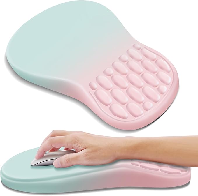 YIWEI Ergonomic Mouse Pad with Wrist Support - Gel Memory Foam Mouse Mat for Computer Keyboard & Laptop - Non-Slip Base, for Home Office & Gaming - Aurora/Northern Lights
