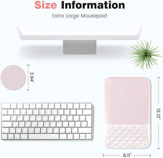 Ospelelf Mouse Pad with Wrist Rest Ergonomic Comfortable Mousepad Wrist Support for Computer Solid Pink