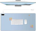 Konohan Heated Desk Pad Warm Mouse Pad, 5 Heating Level & 4 Hour Auto Shut-Off, PU Leather Warm Mouse Mat Heating Keyboard Gaming Mice Warmer Mat Only Supports 110v(Gray-Blue Color,23.6"x 14.2")