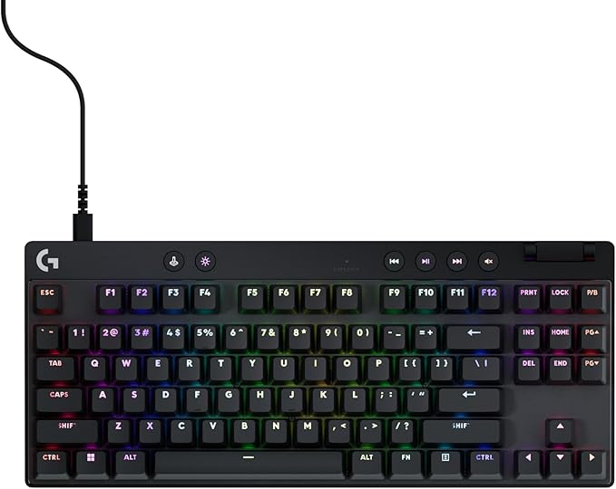 Logitech G PRO X TKL Rapid (Tenkeyless) Wired Gaming Keyboard: Magnetic Analog Switches with Rapid Trigger, Lightsync RGB, Detachable USB-C Cable, Volume Roller & Media Buttons - Black