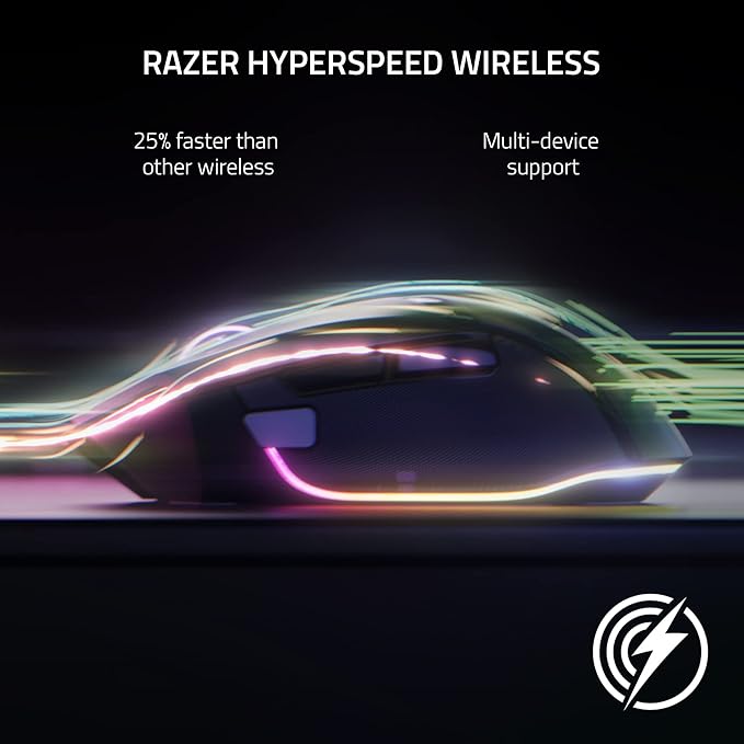 Razer Basilisk V3 Pro Customizable Wireless Gaming Mouse: Fast Optical Switches Gen-3 - HyperScroll Tilt Wheel - Chroma RGB - 11 Programmable Buttons - Focus Pro 30K Optical Sensor - White