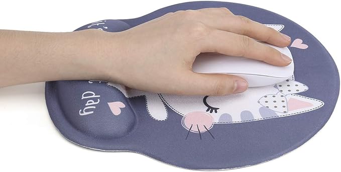 RICHEN Keyboard Wrist Rest and Mouse Pad with Wrist Support, Memory Foam Set for Computer/Laptop/Mac,Gaming and Office, Sturdy & Comfortable & Lightweight for Easy Typing (Cute Cat)