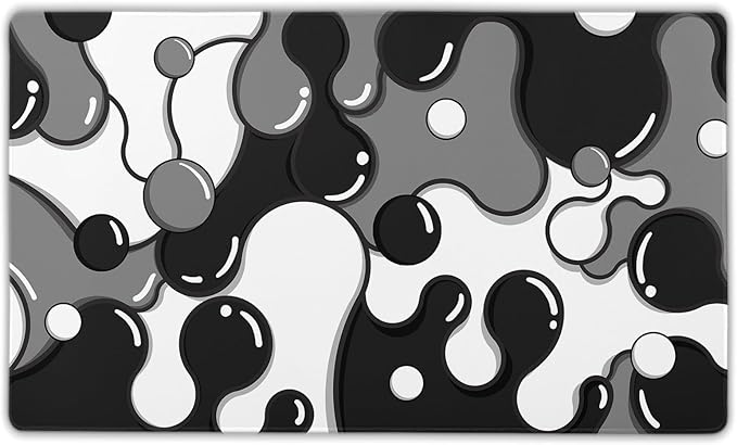 aportt Black White Grey Mouse Pad XL Large Anime Cool Geometric Japanese Extended Desk Mat 60x35 CM Non-Slip Rubber Base Stitched Edge Large Mousepad for Desk Gaming Laptop Desktop,24x14 Inch