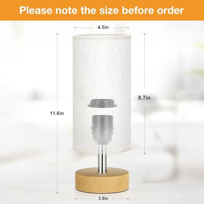 Small Table Lamp for Bedroom - Bedside & Desk Lamp, Minimalist Nightstand Light for Kids, Living & Office Room