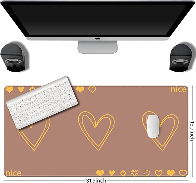 Extended Large Computer Gaming Mouse Pad Desk Mat(31.5×15.7 in),Desk Pad with Non-Slip Base and Stitched Edges,Suitable for Work Office Large Gaming Mouse Pad Desktop Pad (A20-Brown)