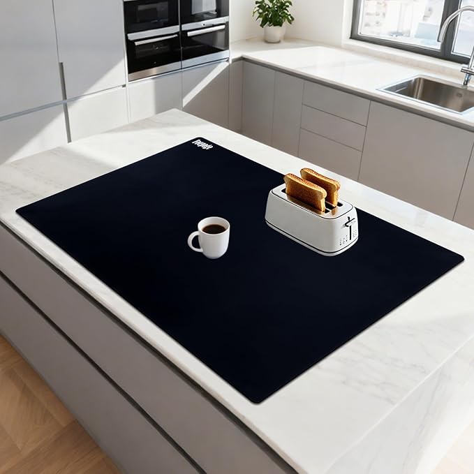 Extra Large Silicone Mat for Resin 36.2" x 24", 2MM Thick Silicone Craft Mat for Table, Multifunction Silicon Matt for Kitchen Countertop Protector Heat Resistant Placemat by Foepoge(Black)