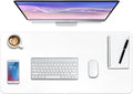 Boutilon Leather Desk Pad Protector,Non-Slip Mouse Pad,Laptop Desk Pad,Office Mouse Mat,Waterproof Leather Desk Blotter,Desk Writing Pad for Office and Home (XXL-White,47.2"x 17")
