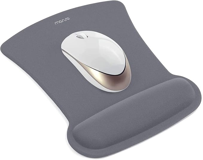 MOSISO Wrist Rest Support for Mouse Pad & Keyboard Set, Ergonomic Mousepad Non-Slip Base Home/Office Easy Typing Cushion with Neoprene Cloth & Raised Memory Foam, Space Gray