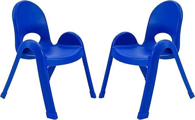 Children’s Factory Value Stack 13" Child Chair, Royal Blue, 2 Pack, Stackable Ergonomic Seating Solution for Classrooms and Homeschools