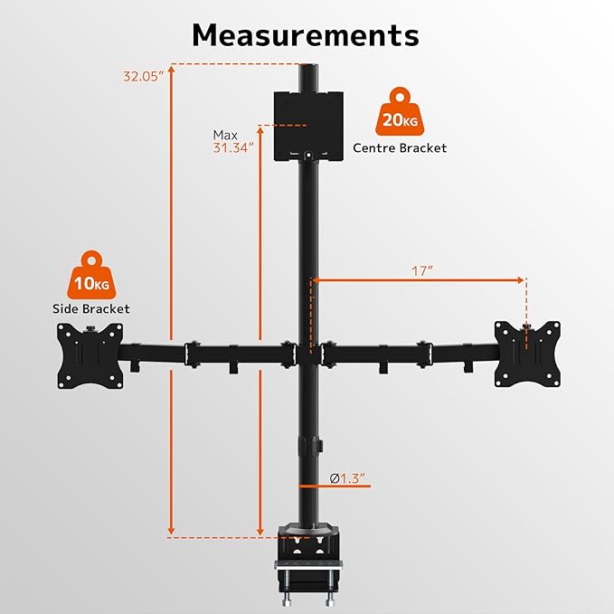 PUTORSEN Triple Monitor Mount for Up to 49" Ultrawide and 32" Monitors per Side Arm, Extra Tall 3 Monitor Desk Mount Holds up to 44 lbs, VESA 75/100 mm