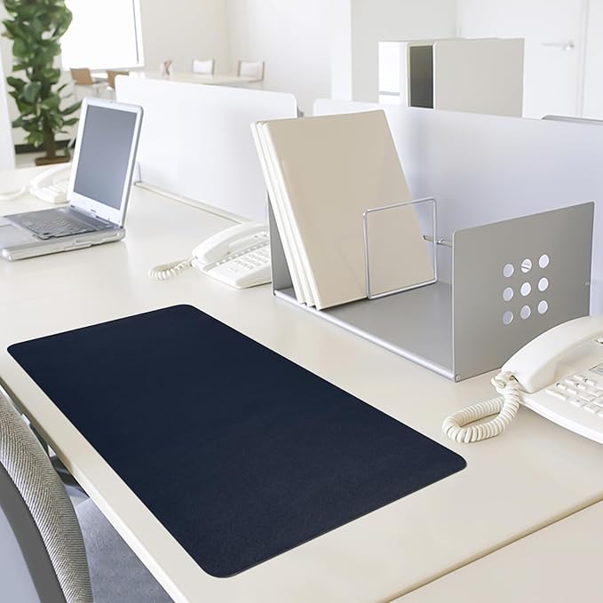 Desk Pad Mat, Navy Blue Leather Desk Mat for Desktop, Computer Mouse Pad Non-Slip, Waterproof Keyboard Mats for Office/Home/Decor, 23.6" x 13.7"
