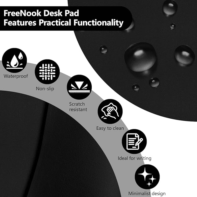 Black Desk Mat, 31.5"×15.7" Desk Matt for Desktop, Waterproof Keyboard Pad, Computer Mats for Desktop, Large Mouse Pad, Non-Slip Computer Mat for Office Home - Black