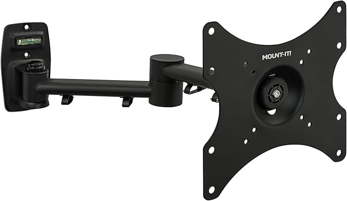 Mount-It! Full Motion TV Wall Mount Bracket for 13-42” Screens – 18" Articulating Arm, Quick Release Plate, Tilt Swivel Rotate, Anti-Theft Lock, Single Stud Install, Supports 44 lbs, VESA 75–200