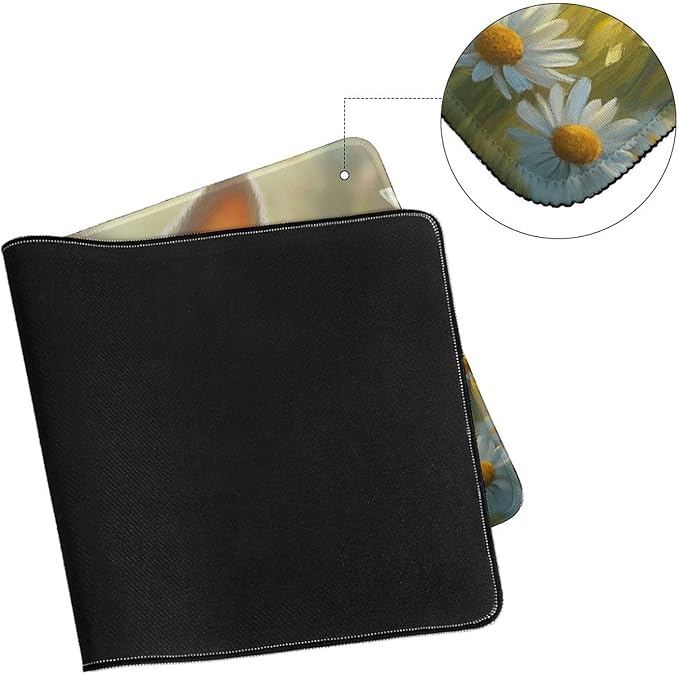 Large Ergonomic Gaming Mouse Pad Baby Bunny in Daisy Field - Sweet Rabbit Theme with Non-Slip Base Water-Resistant Surface and Stitched Edges 30x60cm