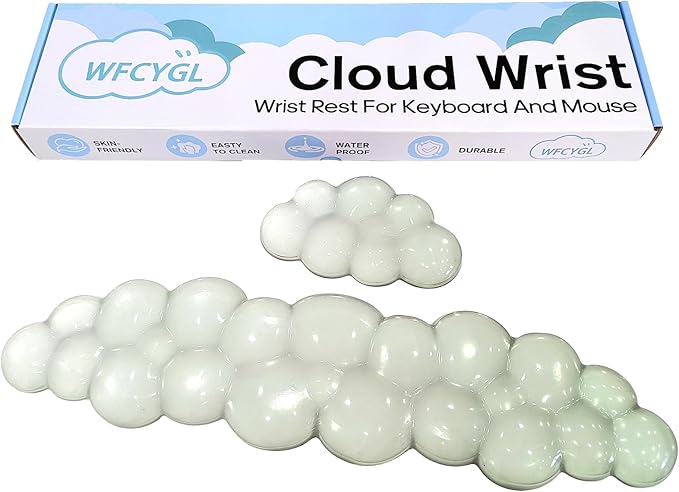 Gel Cloud Wrist Rest for Keyboard and Mouse Gradient Green Clear Keyboard Wrist Rest Transparent Ergonomic Cute Mouse Wrist Pad Silicone Non-Slip Wrist Pad for Computer Gaming Laptop Home Office