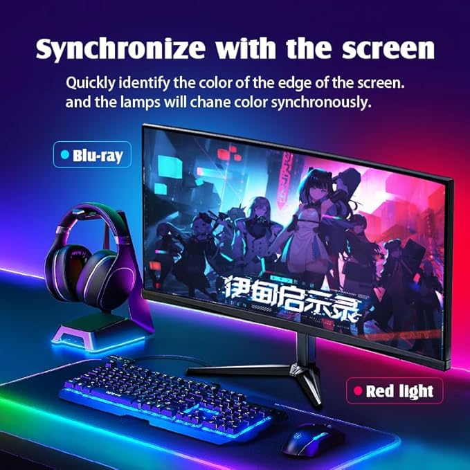 Monitor LED Backlights, LED Strip Light Sync with Screen Color/Music, Computer Light Bar Behind Screen, for PC/Mac, LEDs for Desk Gaming, USB Interface,Software Control (34 inch)