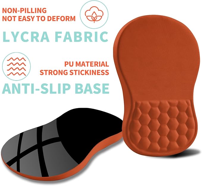Ergonomic Mouse Pad Wrist Support with Memory Foam Massage Bulge, Carpal Tunnel Mousepad Wrist Rest for Mouse(12x8 inch, Orange)