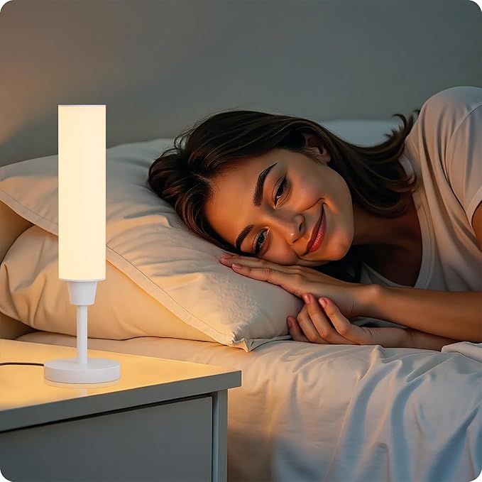 Table Lamp with Remote，Bedside Lamps for Night Stands, Nightstand Lamp with Adjustable Brightness (10%-100%) and Color Temperature (3000k-6000k),Small Lamp for Bedroom (White)