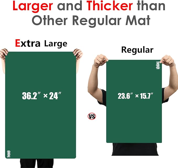 Extra Large Silicone Mat for Resin 36.2" x 24", 2MM Thick Silicone Craft Mat for Table, Multifunction Silicon Matt for Kitchen Countertop Protector Heat Resistant Placemat by Foepoge(Dark Green)