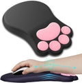 L-SPOUTTO Ergonomic Mouse Pad with Wrist Rest,Cute Cat Paw Mousepad Wrist Support,Comfortable Massage Design Computer Pain Relief Mouse Pad with Non-Slip PU Base for Desk Laptop Gaming Office,Black