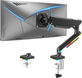 MOUNTUP RGB Single Monitor Arm Fits 32 27 24 22 inch, Holds 4.4-22lbs Screens, Monitor Stand for Desk with RGB Lights, 19 Modes, Computer Monitors Desk Mount, VESA Mount with Clamp & Grommet Bases