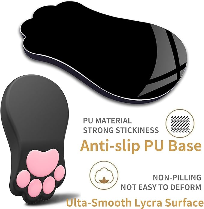 L-SPOUTTO Ergonomic Mouse Pad with Wrist Rest,Cute Cat Paw Mousepad Wrist Support,Comfortable Massage Design Computer Pain Relief Mouse Pad with Non-Slip PU Base for Desk Laptop Gaming Office,Black