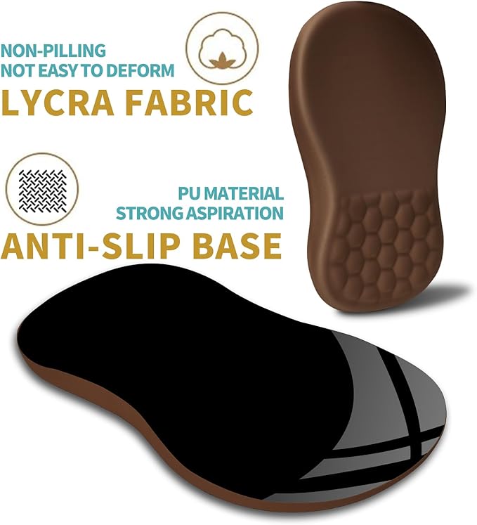Hokafenle Ergonomic Mouse Pad Wrist Support with Massage Design, Wrist Rest Mousepad with Memory Foam&Non-Slip PU Base, Mouse Pads for Wireless Mouse & Desk (12x8 inch,Brown)