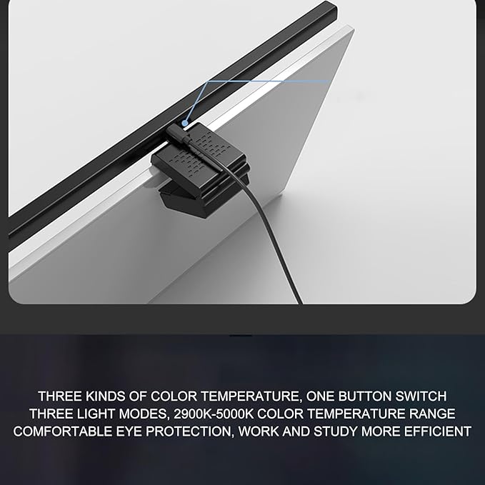 Computer Monitor Lamp, Screen Anti Blue Light Bar, 3 Color Temp Infinite Dimming Eye Light with Touch Control (White)