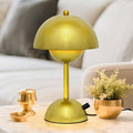 Mushroom Table Lamp with Golden Finish,Dimmable Desk Light with Rotary Knob for Bedroom Study Office Decor,30CM Adjustable Warm White Lighting,4W LED Minimalist Accent Lamp,E26 Bulb Included(G45)