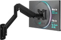 WALI Computer Monitor Wall Mount for 17 to 32 Inch Screens, Single Monitors Mount Holds up to 22lbs, Fully Adjustable Gas Spring Wall Mount Monitor Arm, 75x75/100x100mm VESA Mount (GSWM001), Black