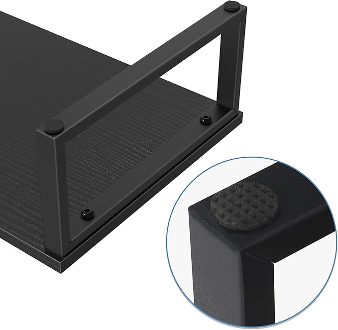 NORCEESAN 2 Pack Monitor Stand Riser Wood Desk Shelf with Storage, Laptop Stand Riser Computer Stand for Desk Shelf Organizer Desktop Printer Table for PC Laptop Fax Monitor Lift, Black
