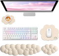 Cloud Wrist Rest for Computer Keyboard, 4-in-1 Memory Foam Leather Cloud Keyboard Wrist Rest and Mouse Pad Set with Ergonomic Support for Arm and Palm Cushion, Gaming/Work Setup, Beige
