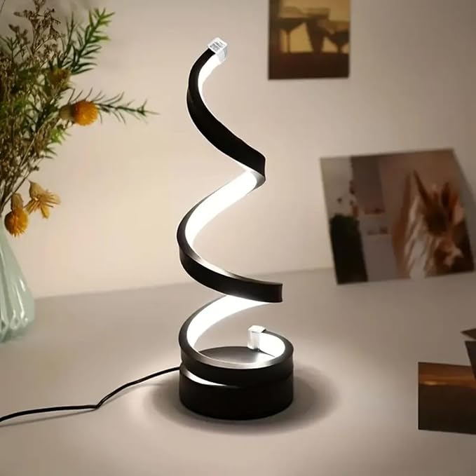 Modern Lamp, 3w Night Lamp For Bedroom, Decor Modern Spiral Bedside Lamp, Nightstand Decor, 3 Colors Touch Control Led Table Lamp, Stepless Dimmable Nightstand Lamps For Bedroom Living Room & Office