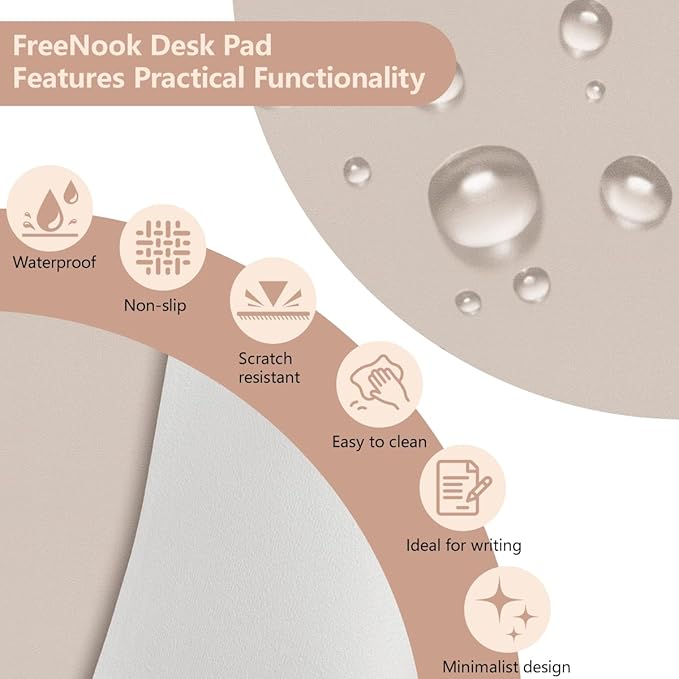 Beige Desk Mat, 31.5"×15.7" Desk Matt for Desktop, Waterproof Keyboard Pad, Computer Mats for Desktop, Large Mouse Pad, Non-Slip Computer Mat for Office Home - Cream Powder