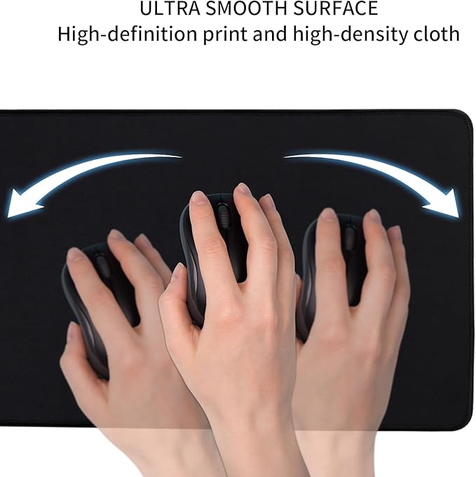 Bloss Desk Mat, Non-Slip Desk Pad Mat Protector, Large Desk Pad for Keyboard and Mouse, Black Desk Mousepad with Stitched Edges, Keyboard Pad for Game, Office(31.5×11.8 Inches)