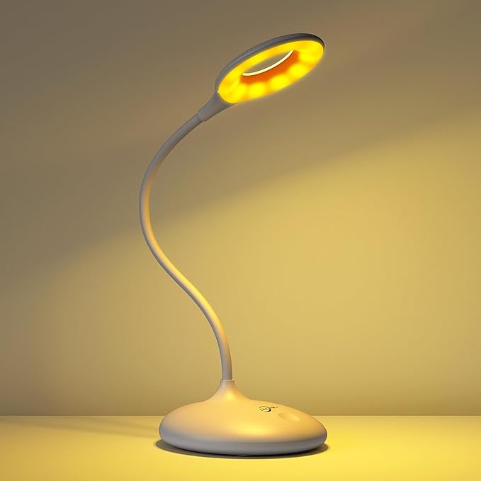 Rechargeable Desk Lamp Cordless with 3 Color Modes, Touch Control 30 LEDs Table Lamp, Stepless Dimming Reading Light, 360° Flexible, Portable Eye-Caring Sleep Aid for Dorm Study Office Bedroom
