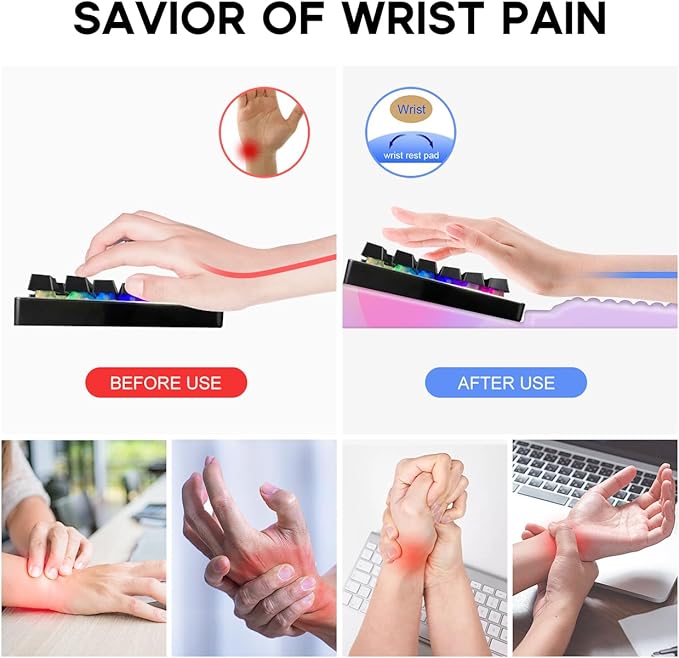 JIKIOU Keyboard Stand with Wrist Rest, Computer Keyboard Stand Pad with Non-Slip Base, Comfy Ergonomic Keyboard Riser Holder for Gaming Office Home 17.13x9.5 in Rainbow