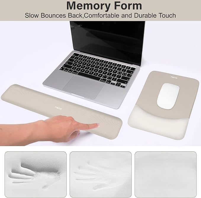 MOSISO Wrist Rest Support for Mouse Pad&Keyboard Set, Rectangular Ergonomic Mousepad Non-Slip Base Home/Office Easy Typing Pad with Neoprene Cloth&Raised Silicone Lining, Stone Gray