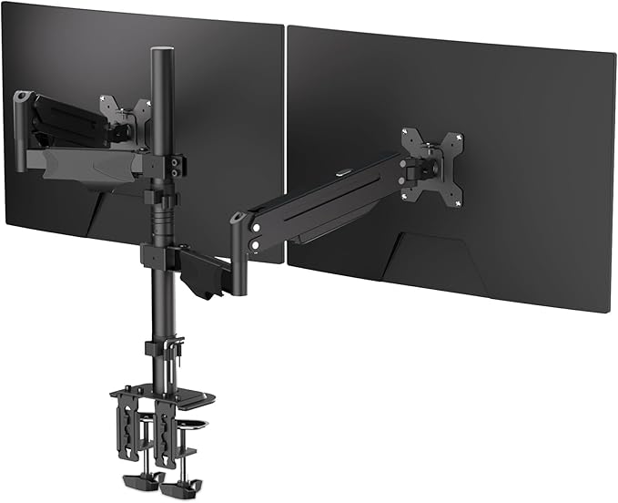 Suptek Dual Monitor Mount Stand-Height Adjustable Gas Spring Monitor Arm Desk Mount for 2 Computer Screens 17 to 32 inches - Each Arm Holds up to 22lbs (MD8822)
