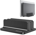 [Updated Dock Version] Vertical Laptop Stand, OMOTON Double Desktop Stand Holder with Adjustable Dock (Up to 17.3 inch), Fits All MacBook/Surface/Samsung/HP/Dell/Chrome Book (Black)