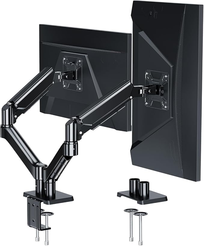 Dual Monitor Stand, Full Adjustable Monitor Desk Mount for 13–32″ Computer Screens