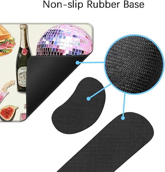 MIBITRI Keyboard Mouse Pad Set, Extended Gaming Mouse Pad+Ergonomics Keyboard Wrist Rest Support, Memory Foam, Easy Typing, 4Pcs XXL Ultra Thick Desk Mat, Collage Lovely