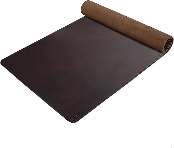 ELIZO Genuine Leather Desk Pad Leather Desk Mat (Bourbon2, 31x15.6 Single Layer2)