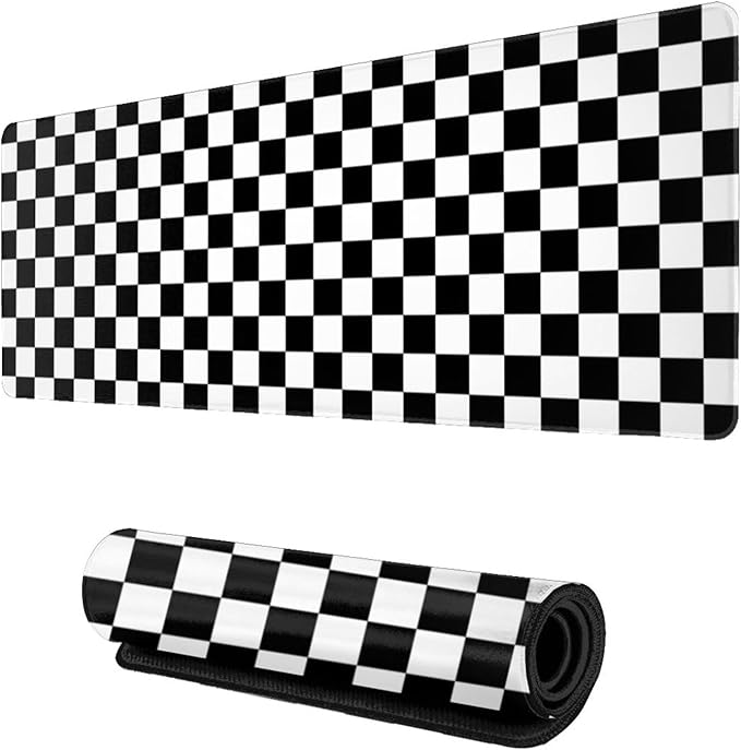 Black and White Checkered Mouse Pad Gaming XL Large Mousepad Desk Mat Long Extended Big Keyboard Pads Table Accessories for Gaming and Office Pc Laptop Computer 31.5 X 11.8 Inch
