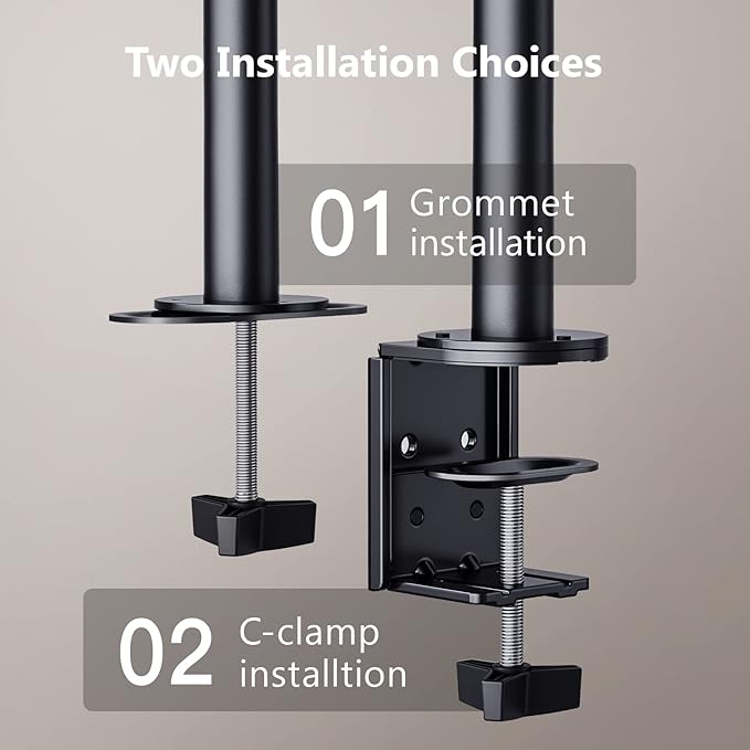 ErGear Dual Monitor Stand, Heavy Duty Adjustable Monitor Desk Mount for 2 Screens up to 32 Inches, Fully Adjustable Height, Tilt, Swivel, Rotate, Supports 17.6 lbs per Monitor Arm, Easy Installation