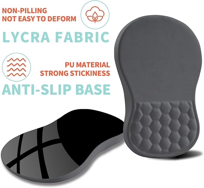 Ergonomic Mouse Pad Wrist Support with Memory Foam Massage Bulge, Carpal Tunnel Mousepad Wrist Rest for Mouse(12x8 inch, Dark Grey)