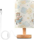 Bear LED Table Lamp, Bedside Lamp with Linen Lampshade, Flicker-Free Eye Care USB Plug in Nightstand Lamp, for Bedroom and Office